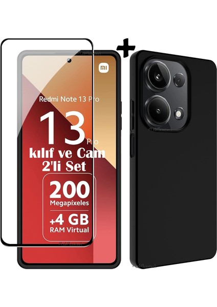 Xiaomi Redmi Note 13 Pro 5g Kılıf Kamera Korumalı Soft Yumuşak Silikon + 9h Tempereli Nano Cam 2'li Set Ekran Camı ve Kılıf