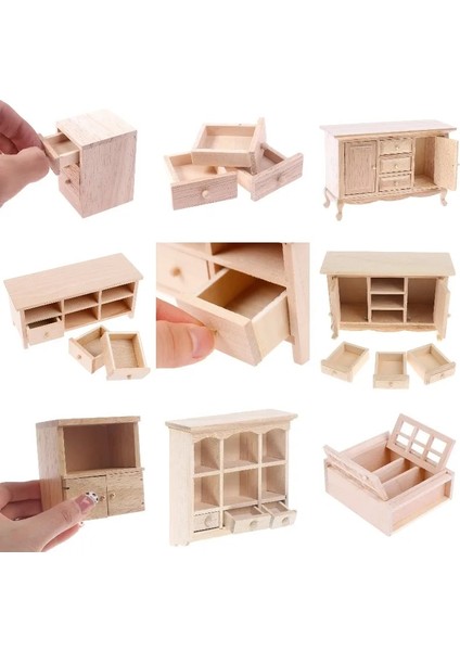 Pengfu Shop Resim Stili Olarak Ahşap Renk Dollhouse Minyatür Mmulated Ahşap Dolap Dolapları Çekmeceli Tv Dolabı Mobilya Modeli Oyuncak Aksesuarları (Yurt Dışından)