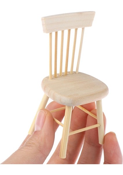 Kumral Tarzı 1:12 Evcilik Mobilya Minyatür Ahşap Sandalye Modeli Mutfak Sandalye Restoran Sandalye Çocuklar Oyuncak Oyna Pretend Dollhouse Ev Dekor (Yurt Dışından)