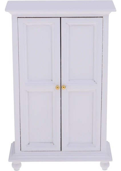 1:12 Evcilik Minyatür Mobilya - Beyaz Ahşap Dolap, Gerçekçi Model Ev Ekranı, Avrupa Tarzı (Yurt Dışından)