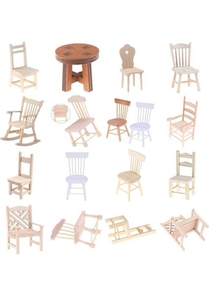 Sarı Stil 1:12 Evcilik Mobilya Minyatür Ahşap Sandalye Modeli Mutfak Sandalye Restoran Sandalye Çocuklar Oyuncak Oyna Pretend Dollhouse Ev Dekor (Yurt Dışından) modelleri