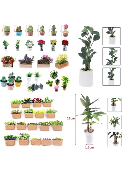 Açık Yeşil Tarzı Bebek Evi Çiçekler Mini Ağaç Saksı Duvar Dekorasyon Çiçek Minyatür Bonsai Bahçe Balkon Bebek Evi Mobilya Saksı Bitkileri (Yurt Dışından)