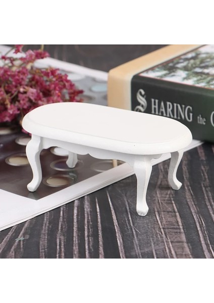 Sarı Stil 1:12 Evcilik Minyatür Mobilya Ahşap Beyaz Teatable Sehpa Bebek Evi Dekoru Bebekler Simülasyon Ev Oyuncak (Yurt Dışından)