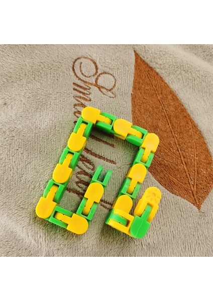 Yeşil Sarı Stil 24-Link Bulmaca Zinciri Fidget Oyuncak Dekompresyon Ray Zinciri Yetişkin Stresi Rahatlatmak Telefon Tutucu Bulmacalar El Er Duyusal Çocuk Oyuncak (Yurt Dışından)