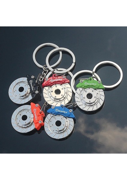 Siyah Stil Özgünlük Hediye Fren Diski Hub Kaliper Metal Anahtarlı Fren Bel Toka ile Süspansiyon Disk Anahtarlık Zincir Kolye Çift Logo (Yurt Dışından)