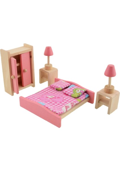 B Tarzı Minyatür Mobilya Bebek Evi Ahşap Diy Yatak Bebek Banyo Dollhouse Mobilya Ranza Ev Bebek Evi Oyuncaklar Grils Hediyeler Için (Yurt Dışından)