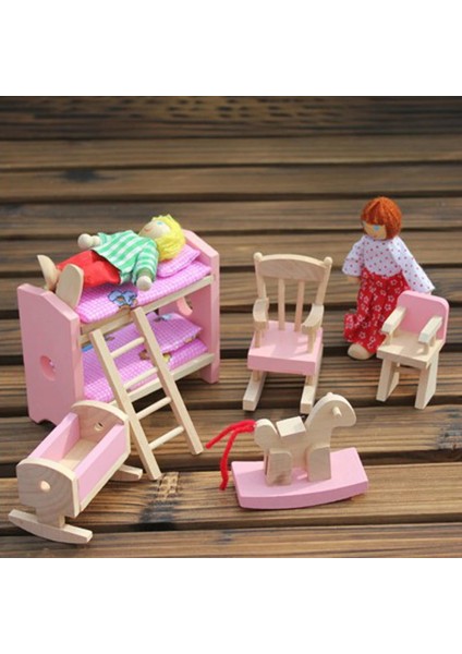 B Tarzı Minyatür Mobilya Bebek Evi Ahşap Diy Yatak Bebek Banyo Dollhouse Mobilya Ranza Ev Bebek Evi Oyuncaklar Grils Hediyeler Için (Yurt Dışından)