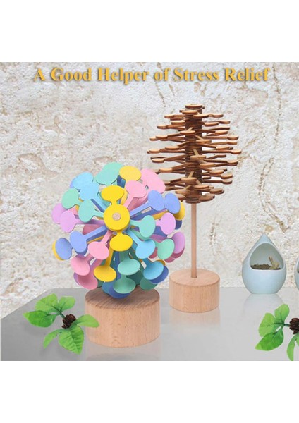 Renkli Yapraklar Stili Ahşap Spiral Lolipop Stres Giderici Oyuncak G Sihirli Değnek Ahşap Spiral Lolipop Stres Giderici Oyuncak G Sihirli Değnek (Yurt Dışından)