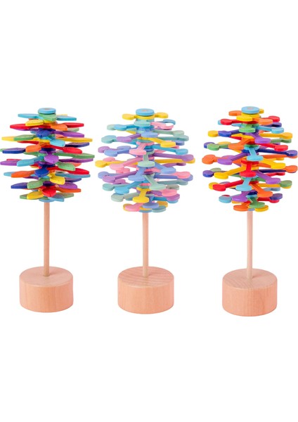 Renkli Yapraklar Stili Ahşap Spiral Lolipop Stres Giderici Oyuncak G Sihirli Değnek Ahşap Spiral Lolipop Stres Giderici Oyuncak G Sihirli Değnek (Yurt Dışından)