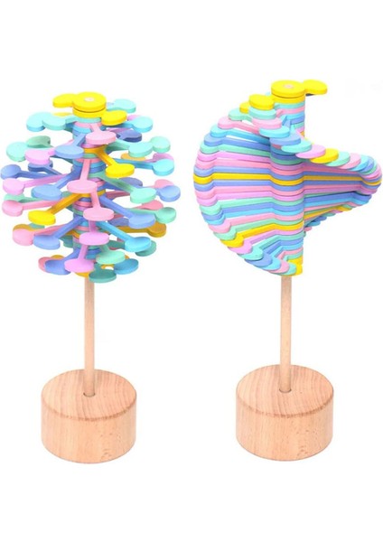 Renkli Yapraklar Stili Ahşap Spiral Lolipop Stres Giderici Oyuncak G Sihirli Değnek Ahşap Spiral Lolipop Stres Giderici Oyuncak G Sihirli Değnek (Yurt Dışından)