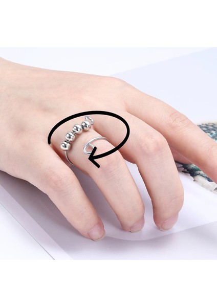 A-Rose Altın Stili Anksiyete Halkası Fidget Boncukları Fidget Ring Er Tek Bobin Spiral Fidget Yüzük Boncukları Kız Kadınlar Için Serbestçe Döndür Anti Stres Oyuncak (Yurt Dışından)