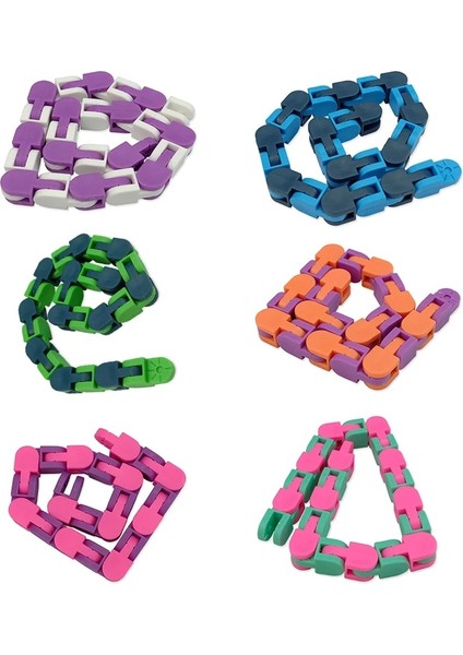 22LTURUNCUSARI Stil 24 Knot Tuhaf Parçalar Yapış ve Tıklayın Fidget Antistres Zinciri Oyuncak Çocuklar Için Çocuklar Bisiklet Zinciri Stres Giderici Yetişkin Duyusal Hediyeler (Yurt Dışından)