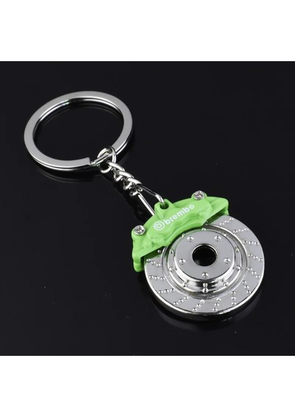Yeşil Stil Özgünlük Hediye Fren Diski Hub Kaliper Metal Anahtarlı Fren Bel Toka ile Süspansiyon Disk Anahtarlık Zincir Kolye Çift Logo (Yurt Dışından)