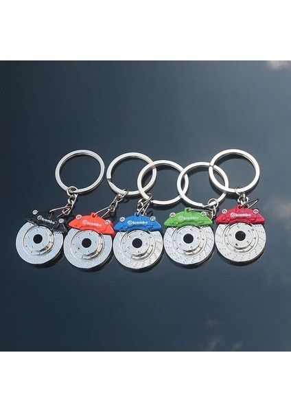 Yeşil Stil Özgünlük Hediye Fren Diski Hub Kaliper Metal Anahtarlı Fren Bel Toka ile Süspansiyon Disk Anahtarlık Zincir Kolye Çift Logo (Yurt Dışından) modelleri