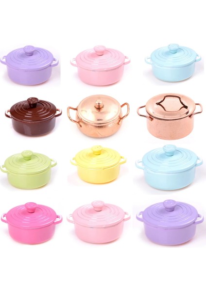 Mavi Stil 1:12 Mini Pot Kazan Kapaklı Tava Bebek Evi Aksesuarları Dollhouse Minyatür Mutfak Gereçleri Pişirme Gereçleri Oyun Mutfak Oyuncaklar (Yurt Dışından) fırsatları