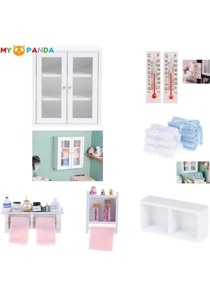 Kırmızı Stil Minyatür Dolap Banyo Mobilya Setleri Havlu Askısı Makyaj Kozmetik Seti Termometre Ev ve Yaşam Bira Dollhouse Için (Yurt Dışından) modelleri