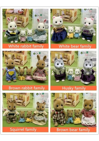 Bordo Tarzı Sylvanian Dollhouse Aileleri Hayvan Figürü Aile Aileleri Mobilya Oyuncak Evi Set Tavşanayıköpeklersincaplar (Yurt Dışından)