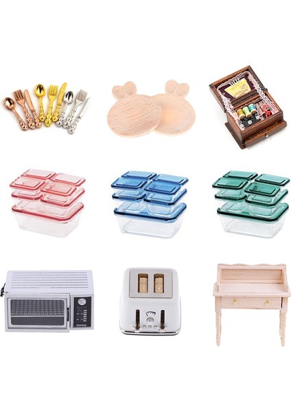 Stil 12 Stil Dollhouse Minyatür Sofra Ekmek Makinesi Tatlılar Aperatif Mini Çilek Reçeli Minyatür Musluk Balık Tankı Dollhouse Dekor (Yurt Dışından) fiyatları