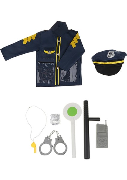 Çocuk Polis Rolü Oyuncak Memur Polis Kostümü Üniforma Şapka Kostüm ve Kelepçe (Yurt Dışından)