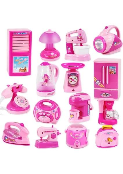 Pengfu Shop Dikiş Makinesi Pembe Tarzı Ev Aletleri Oyna Pretend Mutfak Çocuk Oyuncakları Kahve Makinesi Tost Makinesi Blender Elektrikli Süpürge Ocak Oyuncakları Çocuk Oyuncakları (Yurt Dışından)