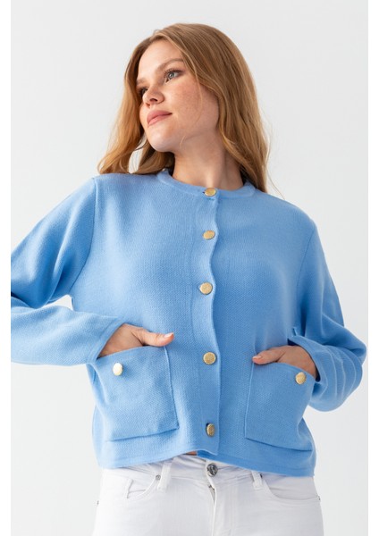 Metal Düğmeli Cepli Triko Ceket fiyatları