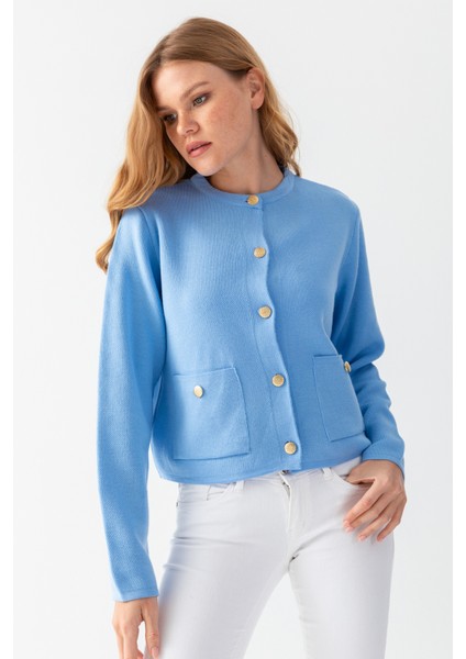 Metal Düğmeli Cepli Triko Ceket modelleri
