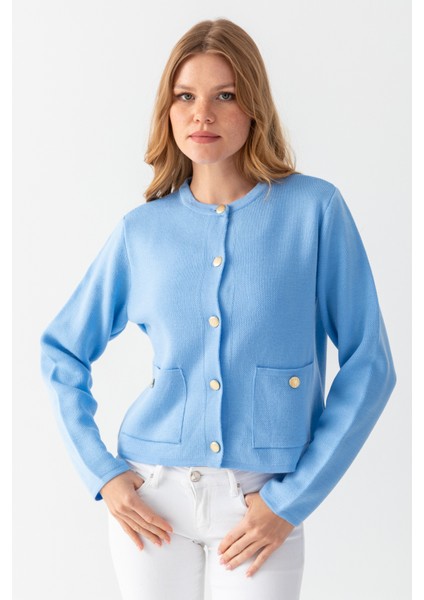 Metal Düğmeli Cepli Triko Ceket fırsatları