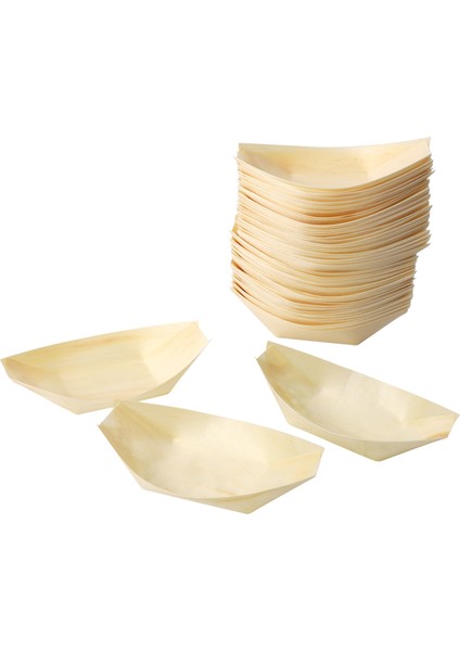 50X Elle Yenen Yiyecek - Kaseler, "tekne" Biyolojik Olarak Parçalanabilen Ahşap 11 cm x 6,5 cm (Yurt Dışından)