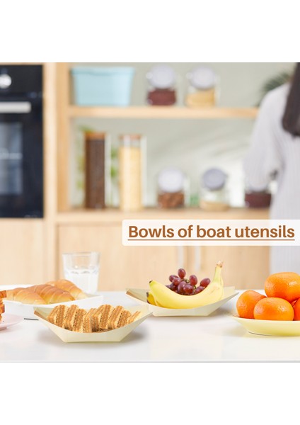 50X Elle Yenen Yiyecek - Kaseler, "tekne" Biyolojik Olarak Parçalanabilen Ahşap 11 cm x 6,5 cm (Yurt Dışından) fiyatları