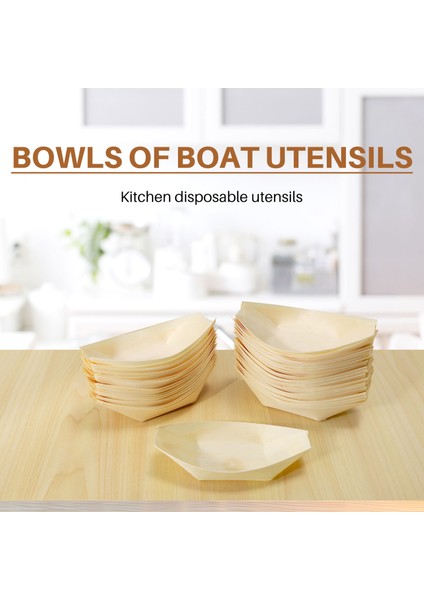 50X Elle Yenen Yiyecek - Kaseler, "tekne" Biyolojik Olarak Parçalanabilen Ahşap 11 cm x 6,5 cm (Yurt Dışından) modelleri