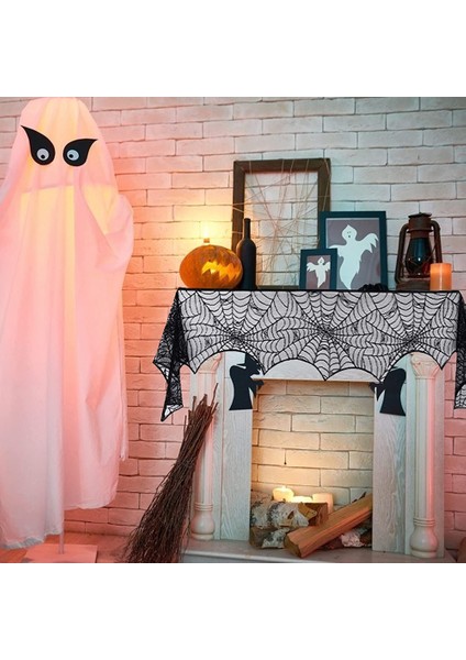 18 By 96 Inç Cadılar Bayramı Dantel Örümcek Ağı Şömine Manto ve 40 Inç Yuvarlak Masa Örtüsü Dantel Örümcek Web Masa Örtüsü, 2 Adet (Yurt Dışından) fırsatları