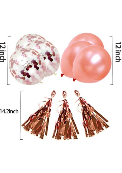Altın ve Pembe Doğum Günü Partisi Süslemeleri Mutlu Doğum Günü Banner Beşgen Balon Parti Düzeni Altın Payetler ile Set (Yurt Dışından)