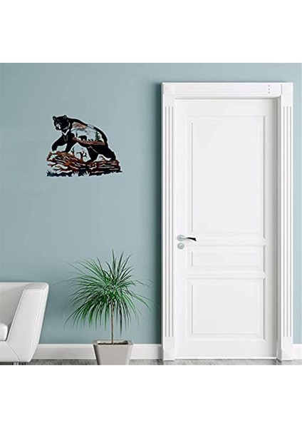 Metal Dekor Ayı Metal Duvar Sanat Ağacı Kişilik Siyah Ayı Hayvan Dekorasyon Oturma Odası Için Metal Dekor Sanat (Yurt Dışından) modelleri