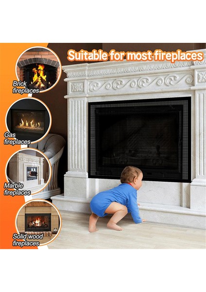 Şömine Ekranı Örgü Kapak Pvc Şömine Kapağı Kanca ve Döngüler ile Pet Geçirmez Çocuklar Için Şömine Güvenlik Kapağı 114 cm (Yurt Dışından) indirimleri