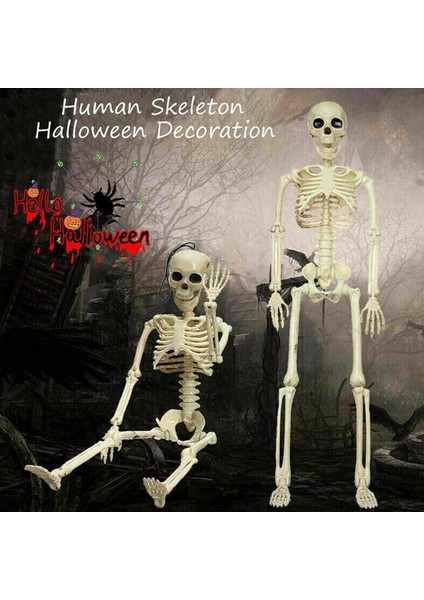 40 cm Pozlanabilir Tam Insan Iskeleti Prop Cadılar Bayramı Partisi Dekorasyon Perili Ev Sahne Mezarlık Dekor 1 Adet A (Yurt Dışından) modelleri