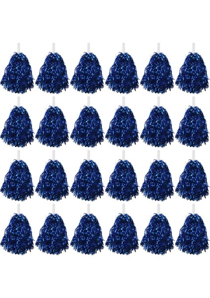 24 Adet Amigo Pom Poms Metalik Folyo Cheer Pom Poms Yetişkinler Için Plastik Saplı Çocuklar Cheerleaders Parti Mavi (Yurt Dışından)