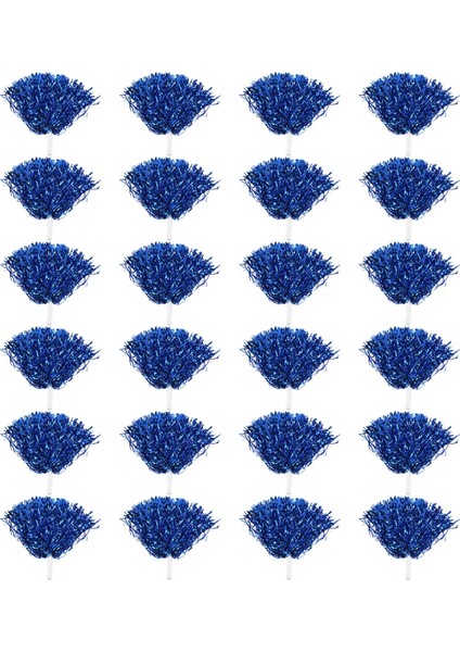 24 Adet Amigo Pom Poms Metalik Folyo Cheer Pom Poms Yetişkinler Için Plastik Saplı Çocuklar Cheerleaders Parti Mavi (Yurt Dışından)