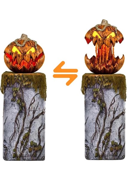 Korkunç Uzatılabilir Jack-O-Lantern Cadılar Bayramı Dekoru, Parlayan Gözlerle Konuşan Balkabağı, Geri Çekilebilir Ağız, Korku Sesi (Yurt Dışından)