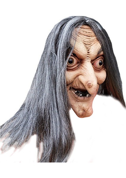 Korkunç Eski Cadı Maskesi Lateks Saç ile Cadılar Bayramı Face Parti Kostüm Cosplay Maskeleri Sahne (Yurt Dışından)