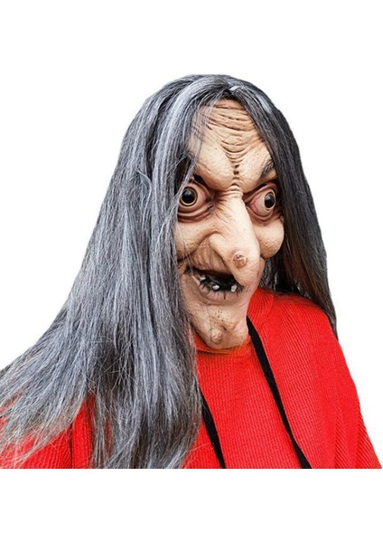 Korkunç Eski Cadı Maskesi Lateks Saç ile Cadılar Bayramı Face Parti Kostüm Cosplay Maskeleri Sahne (Yurt Dışından)