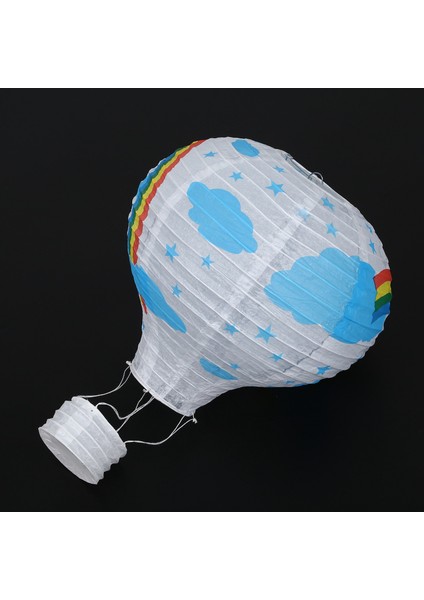 12 Inç Sıcak Hava Balonu Kağıt Fener Abajur Tavan Işık Düğün Dekor, Beyaz Gökkuşağı (Yurt Dışından)
