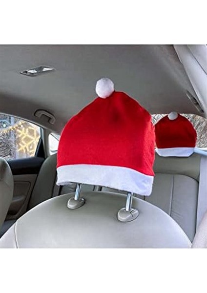 4 Adet Noel Baba Şapkası Araba Koltuğu Kafalık Kapağı Sevimli Araba Dekor Iç Araba Dekorasyon, Çoğu Araba Kafalık Için Uygundur (Yurt Dışından)