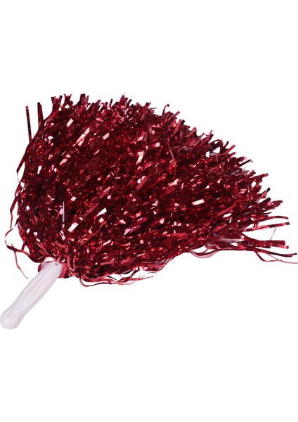 24 Adet Amigo Pom Pom Metalik Folyo Tezahürat Pom Poms Yetişkinler Çocuklar Için Plastik Saplı Amigo Parti Kırmızı (Yurt Dışından)