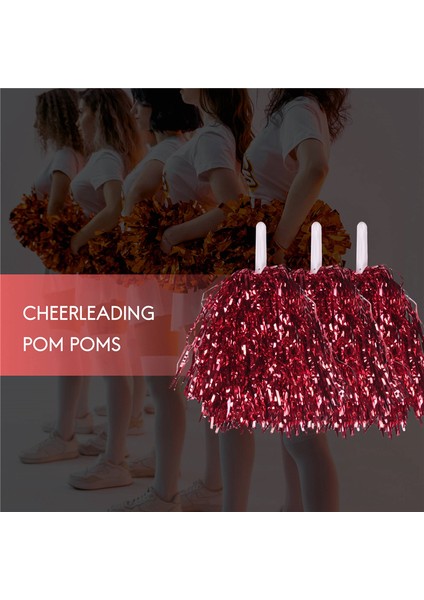 24 Adet Amigo Pom Pom Metalik Folyo Tezahürat Pom Poms Yetişkinler Çocuklar Için Plastik Saplı Amigo Parti Kırmızı (Yurt Dışından) modelleri