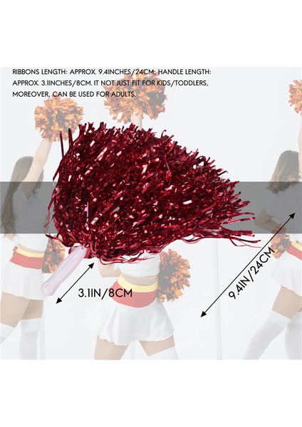 24 Adet Amigo Pom Pom Metalik Folyo Tezahürat Pom Poms Yetişkinler Çocuklar Için Plastik Saplı Amigo Parti Kırmızı (Yurt Dışından) fırsatları