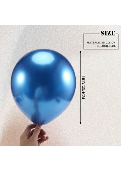 50 Adet 10 Inç Metalik Lateks Balonlar Parti Dekoru Için Kalın Krom Parlak Metal Inci Balon Globos - Mavi (Yurt Dışından)