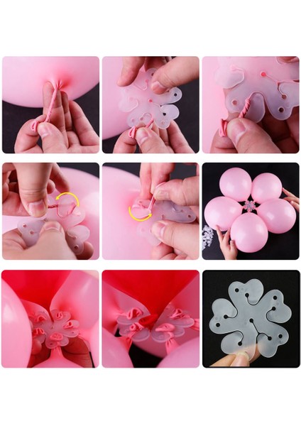 10 Pcs Plastik Balon Levha Çiçek Şekli Klip Doğum Günü Partisi (Yurt Dışından)