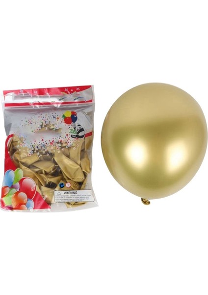 50 Adet 10 Inç Metalik Lateks Balonlar Parti Dekoru Için Kalın Krom Parlak Metal Inci Balon Globos - Altın (Yurt Dışından)