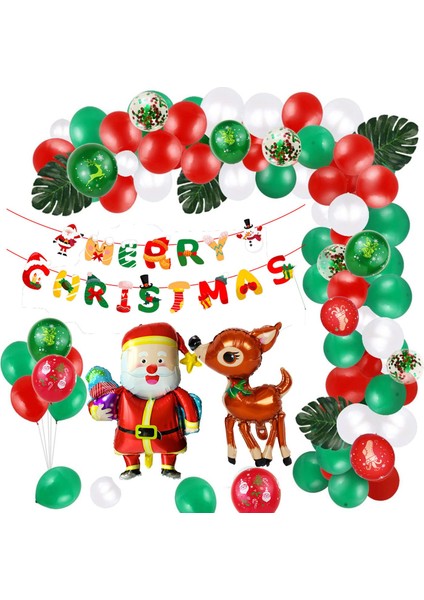 Noel Balon Kemer Çelenk Seti, Kırmızı Yeşil Noel Lateks Balonlaralet Seti Noel Partisi Süslemeleri Için Harika (Yurt Dışından)