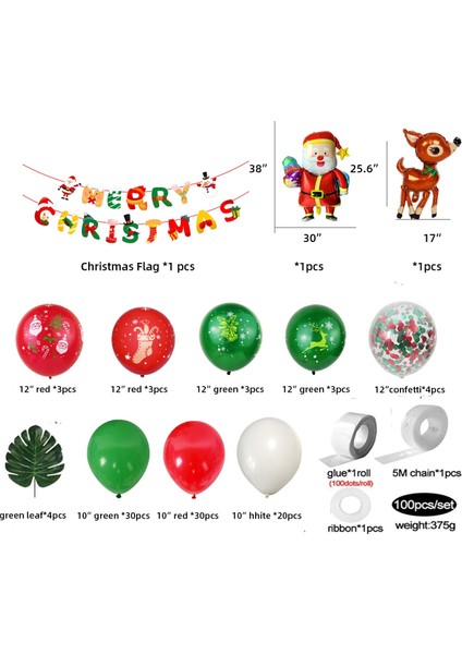 Noel Balon Kemer Çelenk Seti, Kırmızı Yeşil Noel Lateks Balonlaralet Seti Noel Partisi Süslemeleri Için Harika (Yurt Dışından)